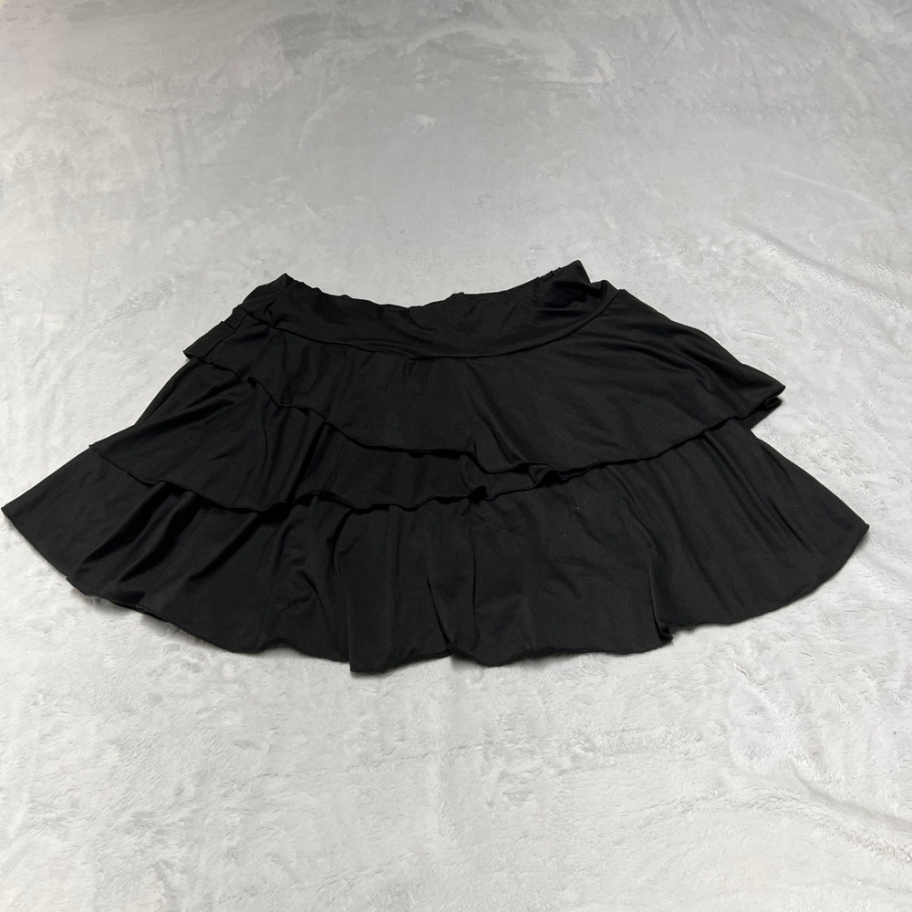 SHEIN Curve Skort Womens 2XL Black Tiered Layered Ruffle Mini Skirt Shorts